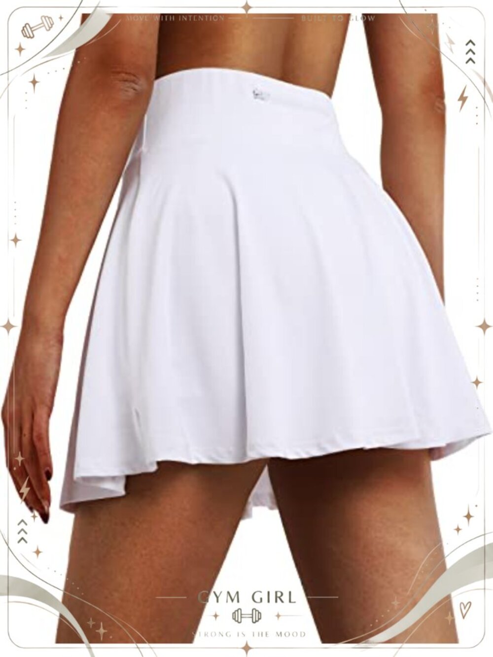 Pleated Tennis Skirt with Side & Zipper Pockets High Waisted Skort